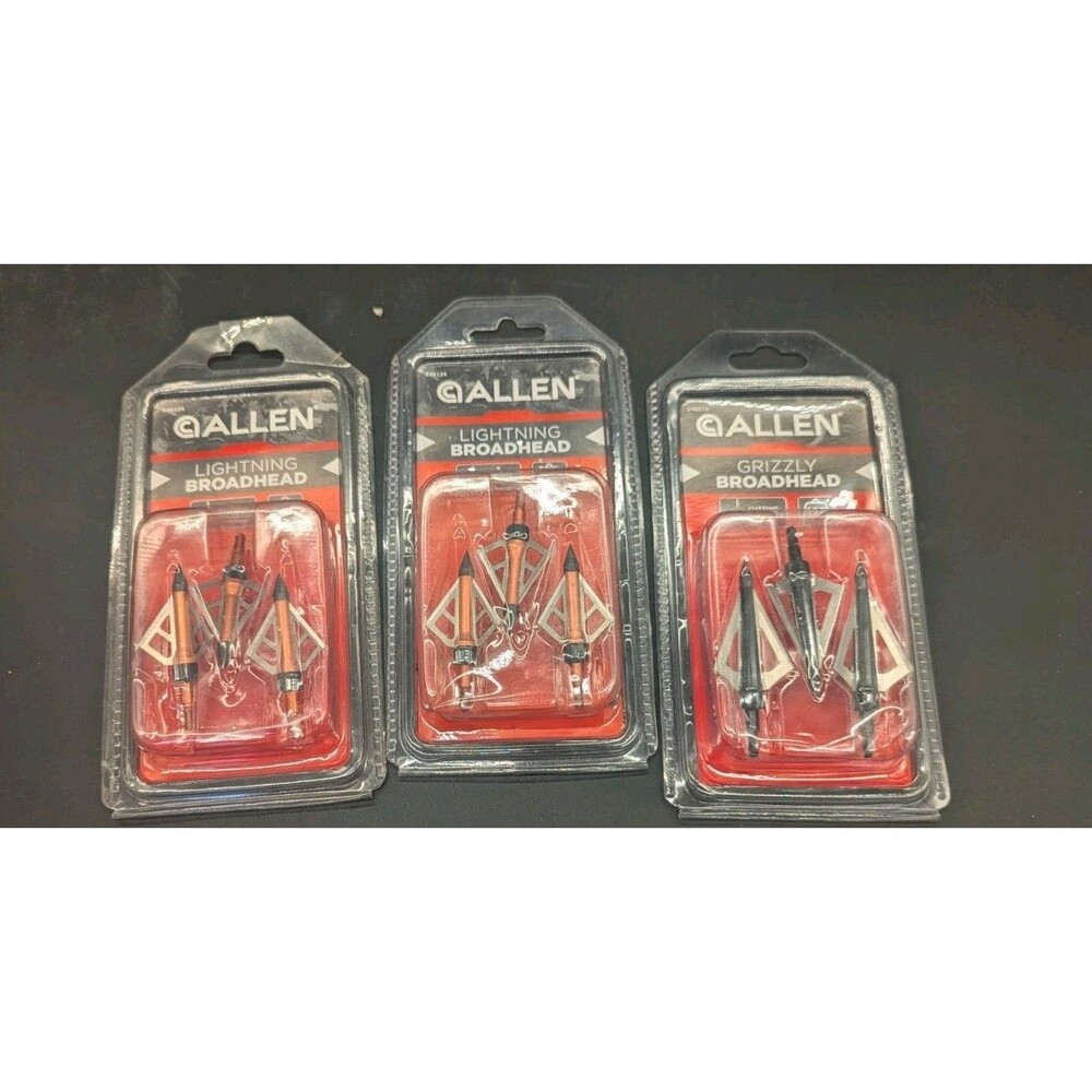 3 pack lot / 6x ALLEN Lightning Broadhead & 3x Grizzly Broadhead -125 Grain READ
